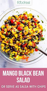Black Bean And Corn Salad Recipe Cilantro This Mango Black Bean Salad Recipe With Corn Cilantro And Lime Is Rich In Protein And Fiber Easy Dinner Bean Salad Recipes Black Bean Salad Recipe Bean Salad