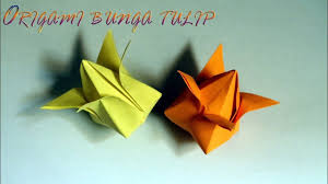 Cara Melipat Kertas Origami Bunga Tulip Tiup 3 Dimensi Origami Bunga Tulip Bunga