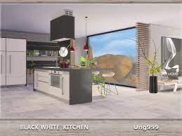Ung999 S Black White Kitchen Sims 4 Kitchen Black White Kitchen Modern Kitchen Set