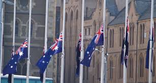 Half Mast Australian Flags Flying At Half Mast During Anzac Day Celebrations In Affiliate Flying Mast Flags Mast Austra Half Mast Anzac Anzac Day