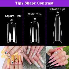 Buy Clear Nail Tips Acrylic Nails Coffin Nail Tips Ecbasket 500pcs Half Cover French Fake Nail Tips Clear Long Fake Nail Tips Coffin False Nail Tips With Box Online In Indonesia