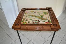 Wooden Wood Dominoes Domino Table Custom Made Cuban Map Made In Usa Domino Table Table Wood