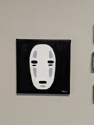 Face painting on canvas easy. Kaonashi No Face From Spirited Away Acrylic On Canvas Peinture Dessin Idee Deco