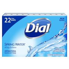 The dial antibacterial bar soap has a golden hue with a bracing scent that will wake you up during your morning shower. Dial Antibacterial Deodorant Soap Spring Water 4 0 Oz 22 Ct Sam S Club
