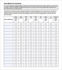 Daily Medication Schedule Template Printable Schedule Template