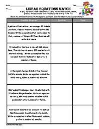 7 7 A Representing Linear Relationships In A Variety Of Forms Matching Worksheet Linear Relationships Matching Worksheets Teaching Methods