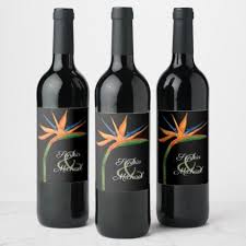 Tropical Bird Of Paradise On Black Wine Label Zazzle Com Black Wine Labels Tropical Birds Personalized Wine Bottles