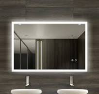 LED Bathroom Vanity Mirror with Lights Square Framed Explosion-Proof  Induction Luminous Bathroom Mirror