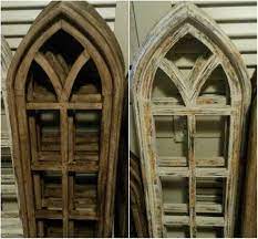 Set Of 2 12 X36 Brown Or Natural Wood Gothic Wooden Window Tuscan Decorating Arched Wall Decor Mediterranean Home Decor