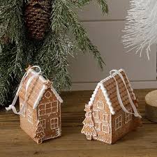 Snowy Gingerbread House Ornaments Set of 2 | Antique Farmhouse