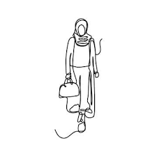 Black And White Scarf Png Modern Girl Wearing Hijab Fashion One Continuous Line Drawing Minimalist Design Vector Girl Modern Png And Vector With Transparent Background For Free Downlo In 2020 Continuous Line Drawing Line Drawing Geometric