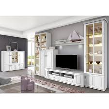In Einem Zeitlosen Weiss Prasentiert Sich Diese 4 Teilige Wohnwand Scala Sie Setzt Sich Aus Einem Highboard Einem Tv Lowboard Einem Home Home Decor Furniture