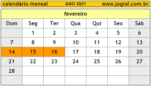Na terça, 16 de fevereiro! Calendario Mensal Fevereiro De 2021 Imprimir Mes De Fevereiro 2021