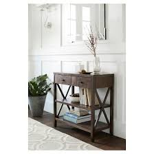Owings Console Table With 2 Shelves And Drawers Espresso Brown Threshold Rustic Console Tables Rustic Consoles Console Table