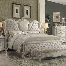 69w x 35h • king headboard: Versailles Upholstered Bedroom Set W Ivory Bed Acme Furniture Furniture Cart