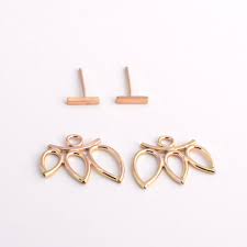 14k Gold Filled Triple Leaf Ear Jackets and 14k Gold Filled Bar Stud  Earrings Combo