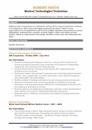 Medical Technologist Resume Samples Qwikresume