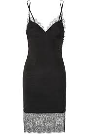 Black Chantilly Lace Trimmed Stretch Silk Chemise Kiki De Montparnasse Fashion Silk Chemise Clothes