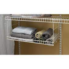 No need to purchase a hang rod, it is constructed into the shelving unit. Closetmaid 24 W X 12 D White Wire Closet Hanging Shelf At Menards