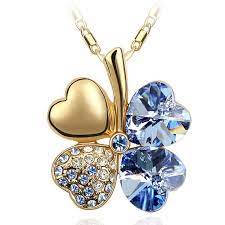New Swarovski Clover Pendant Necklace In Green Diamond Cross Necklaces Sale Necklace Crystal Charm