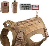 Hanshengday Colete tático para cães com bolsas, arnês de nylon resistente  ajustável para cães médios e grandes, colete militar para treinamento ao ar  ...
