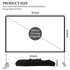 If you have read our how to select a projector screen guide, you most likely have a good idea how to go about selecting a projector screen.one of the essential steps is determining which size screen you need. Projector Screen With Stand 100 Inch 16 9 Hd 4k Outdoor Indoor Projection Screen For Home Theater 3d Fast Folding Projector Screen With Stand Legs And Carry Bag Projection Movie Wrinkle Free Walmart Canada
