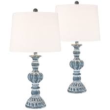 Including bedside lamps, modern bedside lamps, dimmable bedside lights and more! Regency Hill Traditional Table Lamps Set Of 2 Blue Washed Tapered Drum Shade For Living Room Bedroom Bedside Nightstand Family Walmart Com Walmart Com