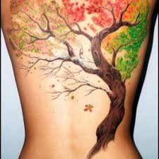 Like The Representation Of All 4 Seasons Http Tattoomagz Com Amazing Autumn Style Tattoos Brown Autumn Tattoo Tree Tattoo Back Maple Tree Tattoos
