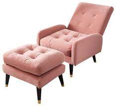 Slipcovers for chairs with arms and ottoman. Velvet Upholstered Lounge Chair With Ottoman Botton Tufted Adjustable Back Sofa Midcentury Armchairs And Accent Chairs By Popicorns E Commerce Co Ltd Houzz