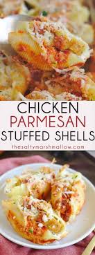 Chicken Parmesan Stuffed Shells The Salty Marshmallow Recipe Stuffed Shells Recipe Stuffed Pasta Shells Recipes