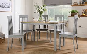 The most common oak dining room set material is wood. Milton Painted Grey And Oak Dining Table With 4 Oxford Grey Chairs Furniture And Choice