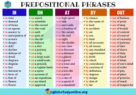 Popular Prepositional Phrases In English In On At By Out English Study Online Prepositional Phrases English Study Phrase