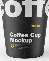 Download Kraft Coffee Cup Mockup In Cup Bowl Mockups On Yellow Images Object Mockups PSD Mockup Templates