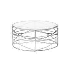 Nora 36inch Round Coffee Table With Metallic Silver Metal Frame And Glass Top Silver See Below Details Coffee Table Stylish Coffee Table Round Coffee Table