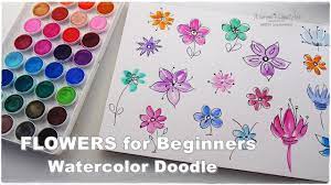 Super Easy Quick Watercolor Doodle Flowers Painting For Beginners Mare Doodle Art Flowers Flower Doodles Easy Doodle Art