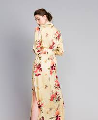 Floral pattern satin button up. Long Floral Print Satin Shirt Dress