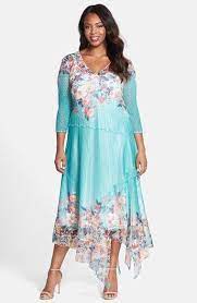 Komarov Print Chiffon Handkerchief Hem Dress Plus Size Nordstrom Destination Dress Mother Of The Bride Dresses Plus Size Wedding Dresses With Sleeves