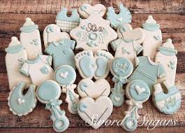 Baby Boy Decorated Sugar Cookies Royal Icing Blue White Onesie Bottle Rattle Heart Diaper Pin Bib B Baby Shower Cookies Baby Boy Cookies Baby Cookies