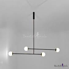 Post Modern Linear Chandelier Opal Glass 4 Lights Art Deco Lighting Fixture In Black Beautifulhalo Com