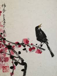 Bird And Red Plum Chinese Painting Und Vogel Und Rote Pflaume Chinesische Malerei Japan Painting Chinese Painting Watercolor Bird Chinese Brush Painting