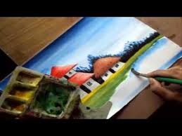 How To Paint A Village Scenery In Water Color Drawing Houses Pond Distant Trees Youtube Trees Drawing Tutorial Tree Drawing Palm Tree Drawing The beauty of watercolors is one that cannot be denied or ignored. trees drawing tutorial tree drawing