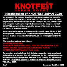 April 9th (saturday) 2022 / festival: Slipknot S Knotfest Japan Postponed To 2022 Metal Insider