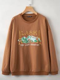 Mens sweatshirt threadbare fms 034 jumper tatum print graphic crew neck top. Letter Graphic Embroidered Drop Shoulder Sweatshirt Shein Eur