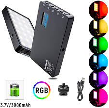 Amazon Com Rgb Led Video Light Portable Mini Built In Rechargeable Battery Led On Camera Light For Photography Camc In 2020 Video Lighting Rgb Led Light Photography