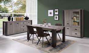 Le style industriel est très en vogue ces dernières années. Jadim Salle A Manger Louis Avec Bahut Vitrine Et Table A Manger Bois Gris Noir Meubis