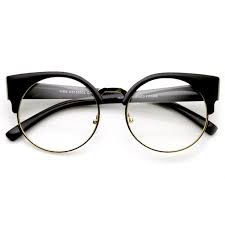 Half Black And Clear Glasses Indie Hipster Round Cat Eye Clear Lens Half Frame Glasses 9351 Hipster Eye Glasses Half Frame Glasses Cat Eye Glasses