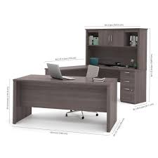 Currently the desk consists of two parts: Logan U Shaped Desk In Bark Gray