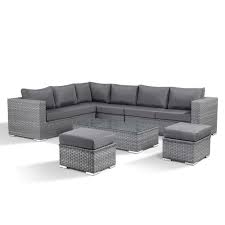 Order now for a fast home delivery or reserve in store. Oak Solution Layla Grey Garden Furniture Wide Rattan Corner Sofa With Coffee Table And 2 Stools Set Buy Online In Grenada At Grenada Desertcart Com Productid 186109354