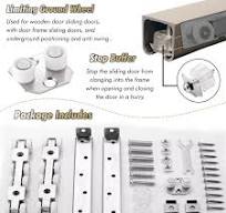 Heavy Duty Door Rollers and Track/ Hanging Closet Door Rail Kit, 4ft 6ft  10ft 14ft Sliding Door Track Kit Aluminum with 4 6 8 Rollers, Ceiling/ Side  ...