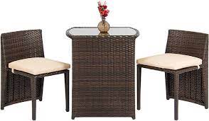 Our resin wicker bistro chairs are light weight & stackable. Amazon Com Best Choice Products 3 Piece Patio Wicker Bistro Set For Small Spaces With Glass Top Table And 2 Chairs Brown Garden Outdoor